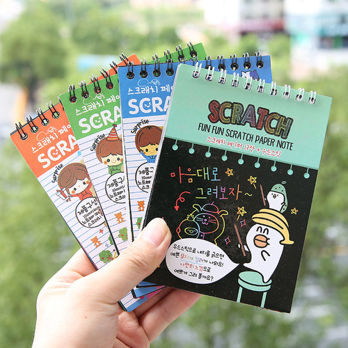 Creative DIY scratch-painting children's toy drawing book Korean version cartoon doodle book sketch book color painting gift