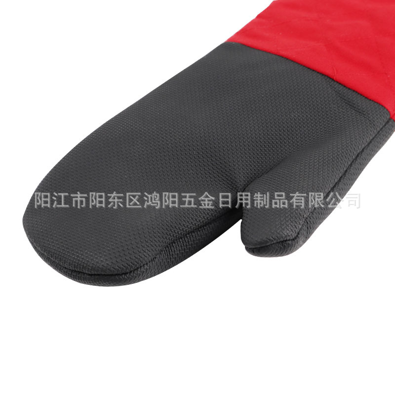 Guantes para hornear resistentes a altas temperaturas engrosados horno de microondas guantes antiquemaduras guantes aislantes térmicos tela de algodón alargada grande