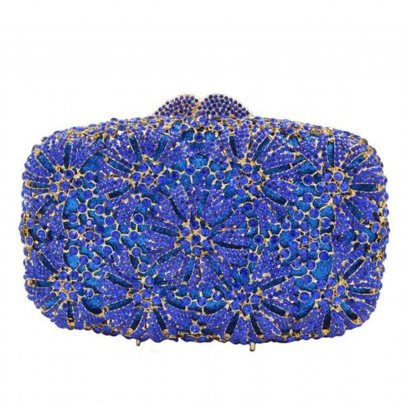 Túi clutch nữ đính đá kim loại cầm tay dự tiệc 17.5x5x11 cm — Màu đỏ, Màu tím, Màu xanh lá, Màu xanh lam chi tiết 5