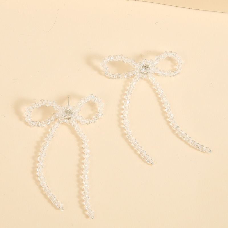 Korean Cute Long Section Hand-woven Crystal Earrings Personality Trend Beaded Earrings Jewelry Wholesale Nihaojewelry display picture 10