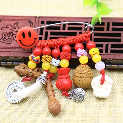 manual diy Braided rope baby children Accessories Pendant gules Smiling face Pin Cinnabar Mahogany Nuclear Eagle Jewelry