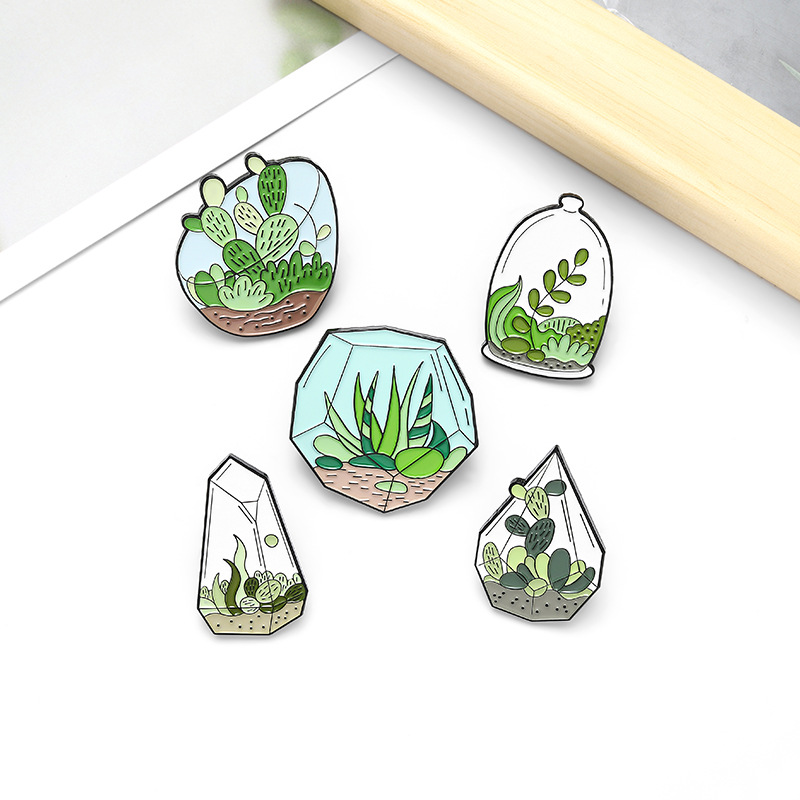 Cartoon Creative Glass Plant Potted Alloy Brooch display picture 1