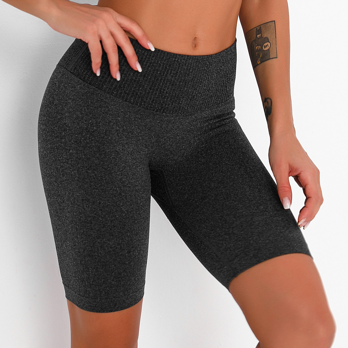 shorts deportivos de yoga de secado rápido a rayas sin costuras NSLX18355