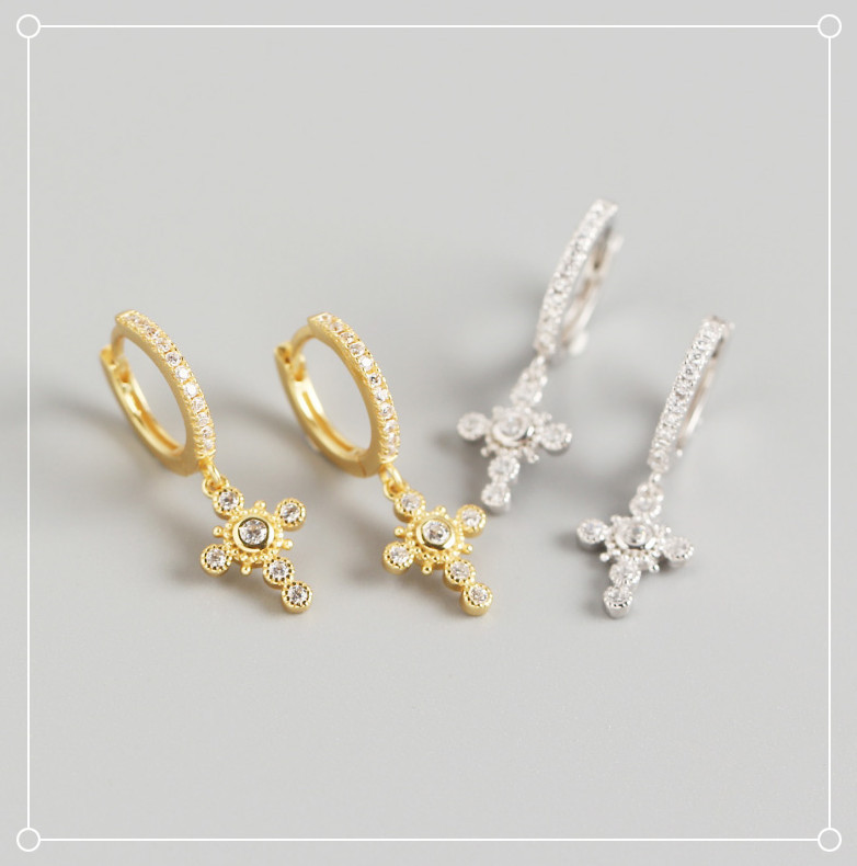 Cross Fashion Gem Plating Earrings display picture 1