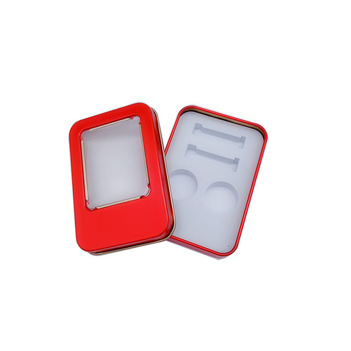Tinplate U disk small square box Badge gift metal packaging box U disk large square box Window U disk small iron box