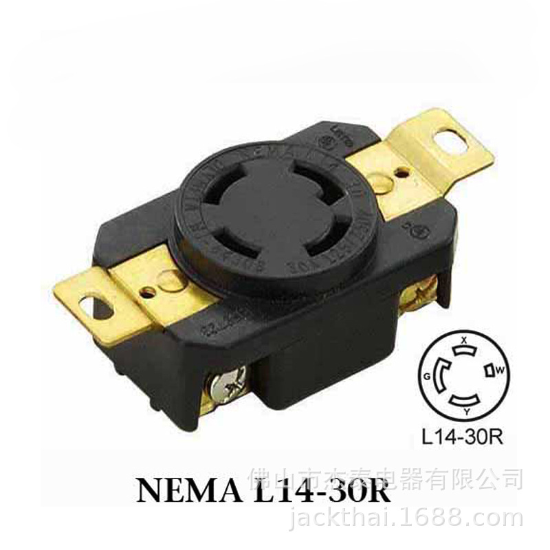 NEMA L14-30R WJ-6430B工業發電機電源插座 機箱插座 四孔防松脱