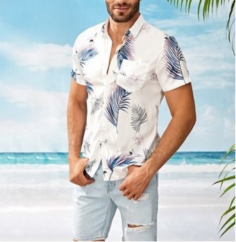 Men's Leaf Print Hawaiian Shirt