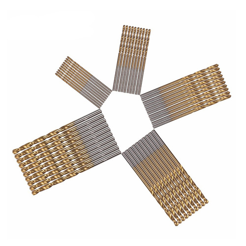 50pc titanium plated twist drill bit set high speed steel wood drilling drill bit wholesale tool straight handle woodworking twist drill