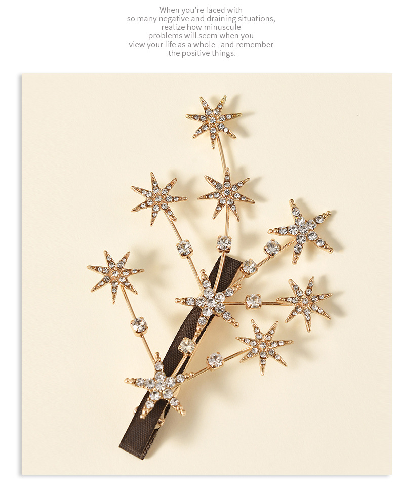 Rhinestone Five-pointed Star Branch Hairpin display picture 8