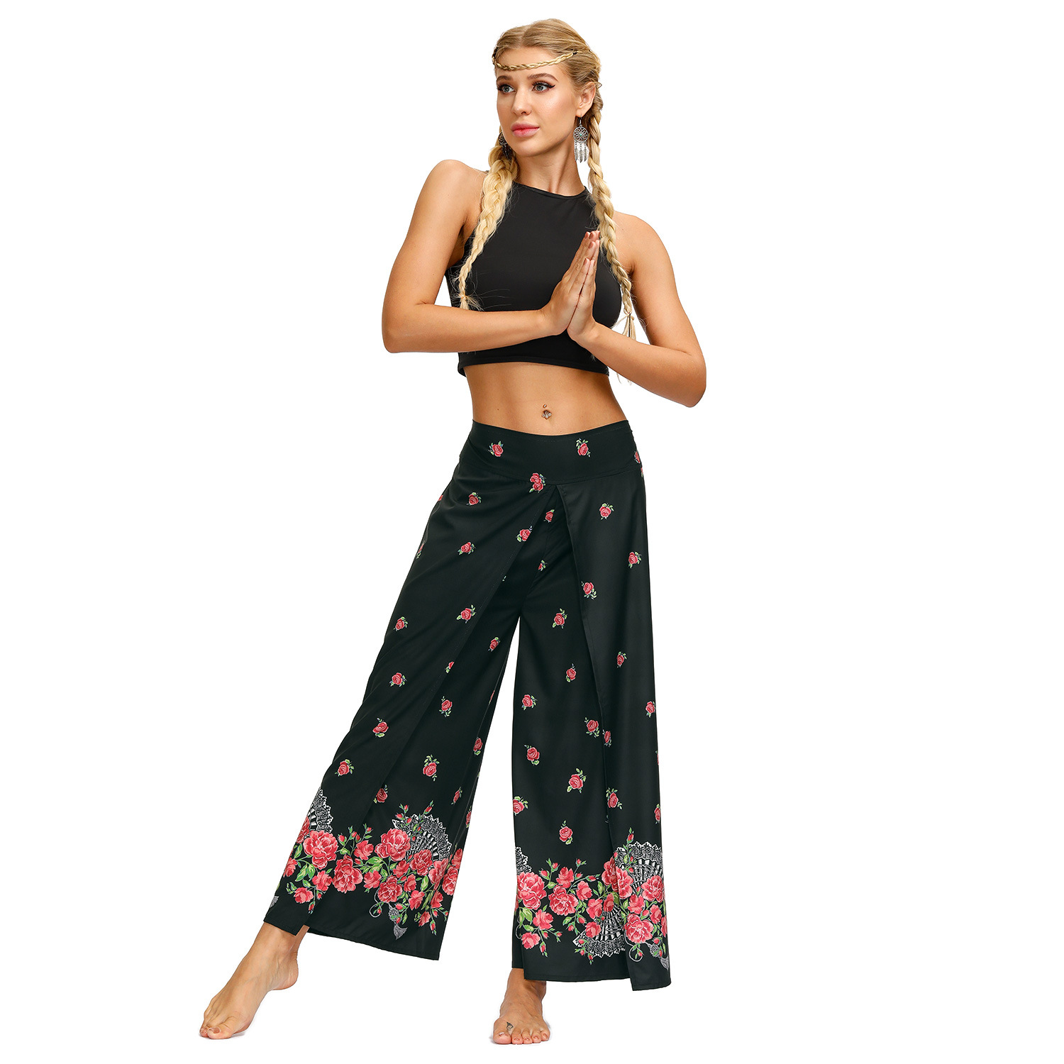 printing women s casual split wide leg pants Nihaostyle Clothing Wholesale NSMDF67651