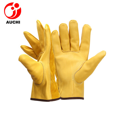 定制电焊手套牛皮拼接防刺手套防护焊工短款手套劳保手套防烫