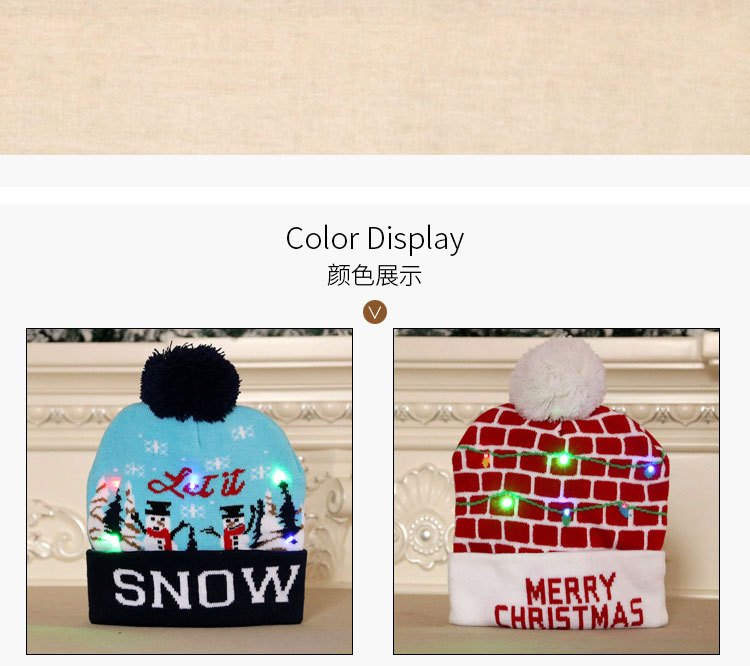 New  Knitted Woolen Colorful Luminous Knitted  Christmas Hat display picture 1