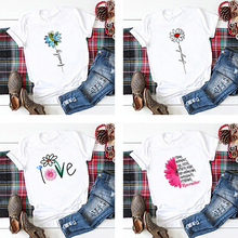 小雏菊花白色打底衫女装短恤t恤低价货源 外贸跨境货源厂家批发