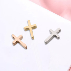 Hot selling mirror stainless steel Cross cross simple temperament small pendant diy small hole bead necklace jewelry accessories