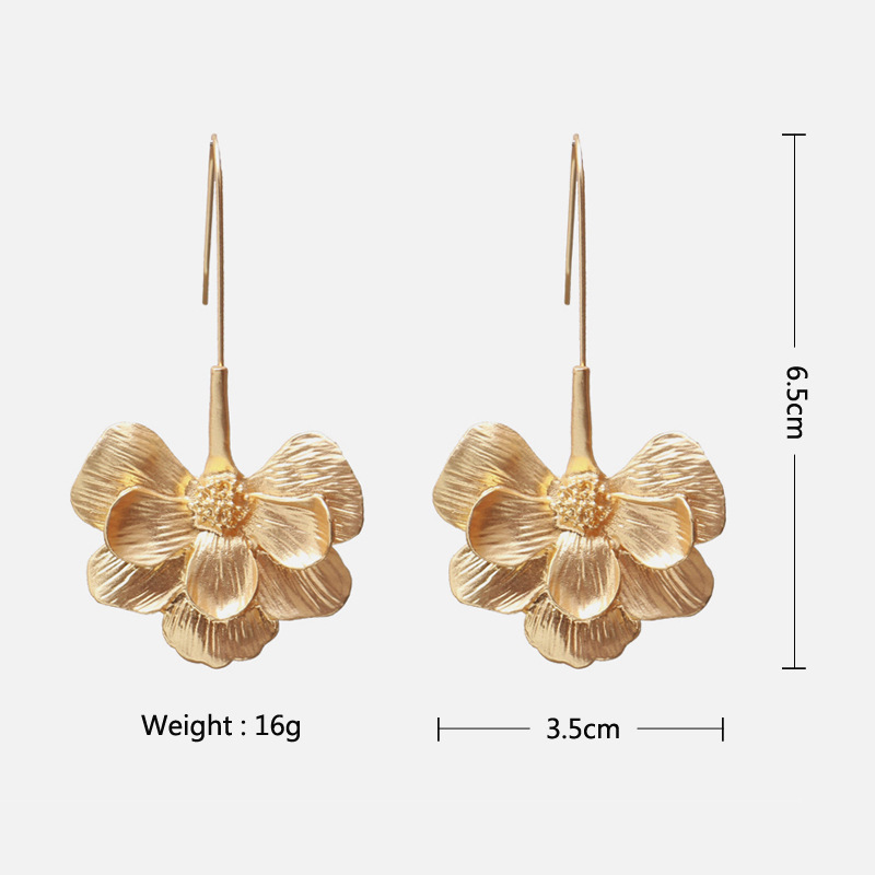 Casual Occasion 1 Pair Fashion Flower Plating Metal Drop Earrings