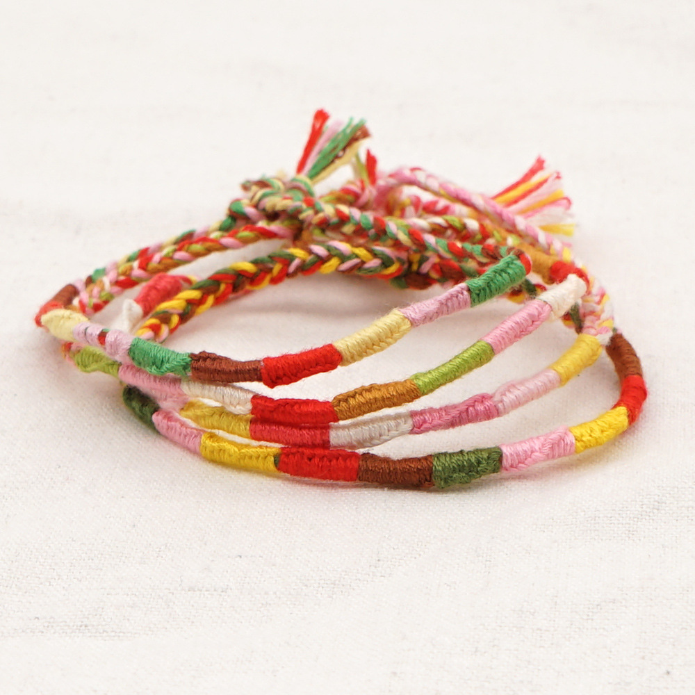 Bracelet Élastique Artisanal En Coton Tressé Style Bohème Couleur Art Ethnique display picture 26