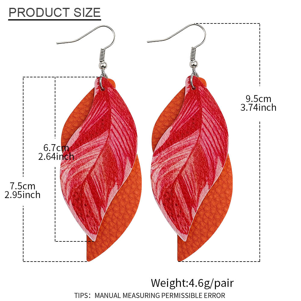 Fashion Feather Pu Leather Women's Earrings 1 Pair display picture 2