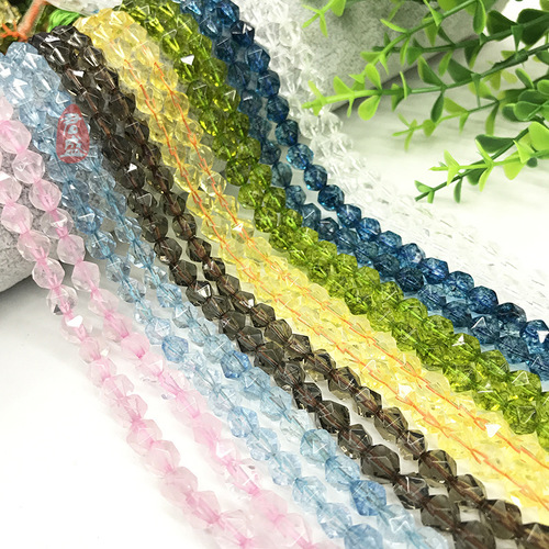 Natural Rose Quartz Blue Crystal Olive Crystal Corner Cut Faceted Beads Pearl Bracelet Matching Beads DIY Accessories Wholesale