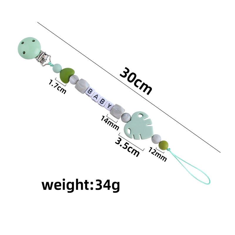 Bebé Hemu chupete clip nombre del bebé calmante hoja de silicona chupete cadena Amazon nueva venta caliente