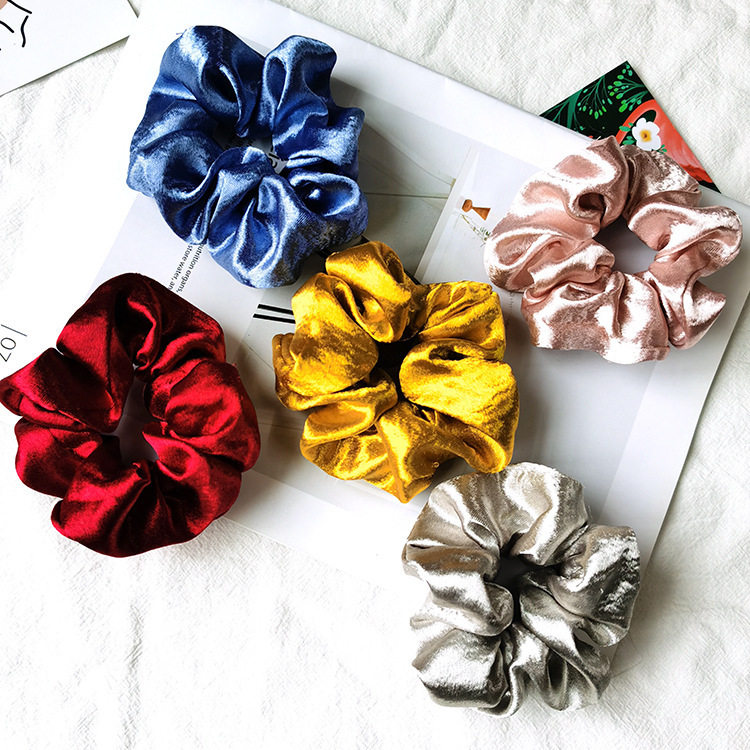 New Fashion Satin Retro Solid Color Cheap Scrunchies Wholesale display picture 4