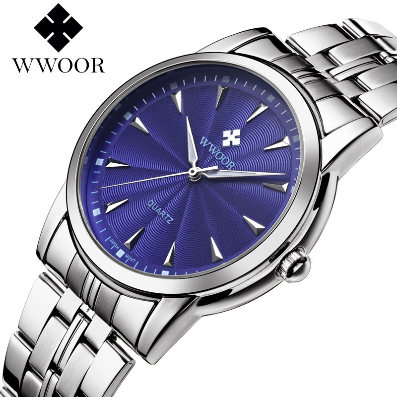Wwoor mantener el Amor 8028 nuevos hombres negocios reloj de cuarzo impermeable calendario redondo simple casual Bowl reloj