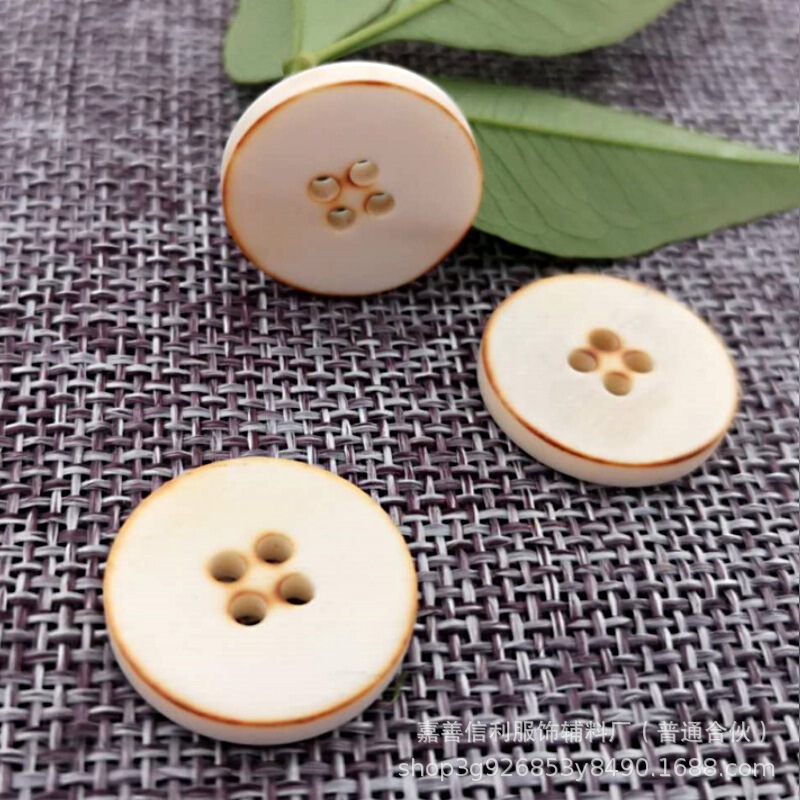 Natural ox bone flat fire four-eye buckle suspender pants vest coat Milky White ox bone button factory supply