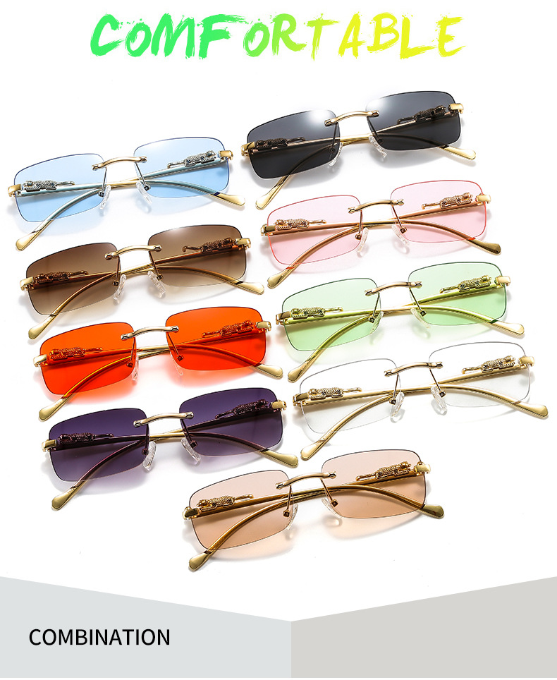 Animal Pattern Unisex Gender Fashion Style Fashion Animal PC UV400 Protection Square Frameless Women's Sunglasses