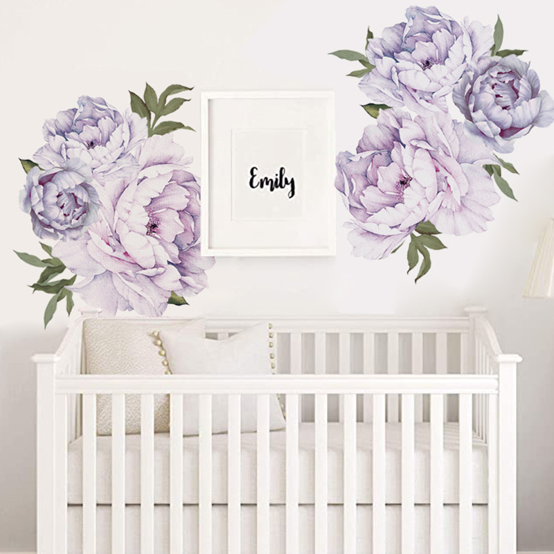 New Fashion Purple Peony Flower Group Wall Stickers display picture 2