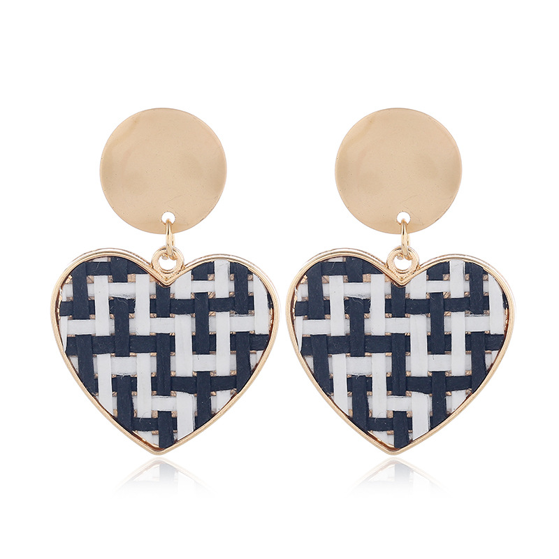 1 Pair Quantity Holiday, Daily Occasion Alloy, Straw Material 1 Pair Vacation Heart Shape Alloy Straw Drop Earrings