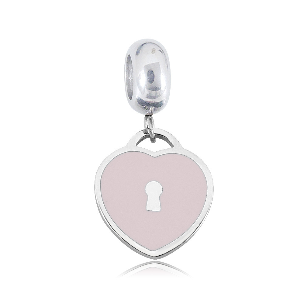 14g Weight 3 PCS/Package Titanium Steel Heart Shape Key Lock Pendant