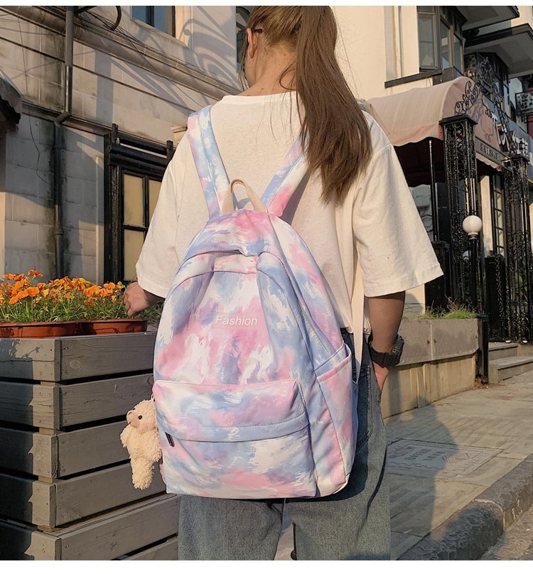 Schult Asche Für Frauen 2020 Neue Koreanische Version Des College-stils Persönlichkeit Farbverlauf Farbe Batik Mädchen Schüler Schult Asche Japanischer Rucksack display picture 37