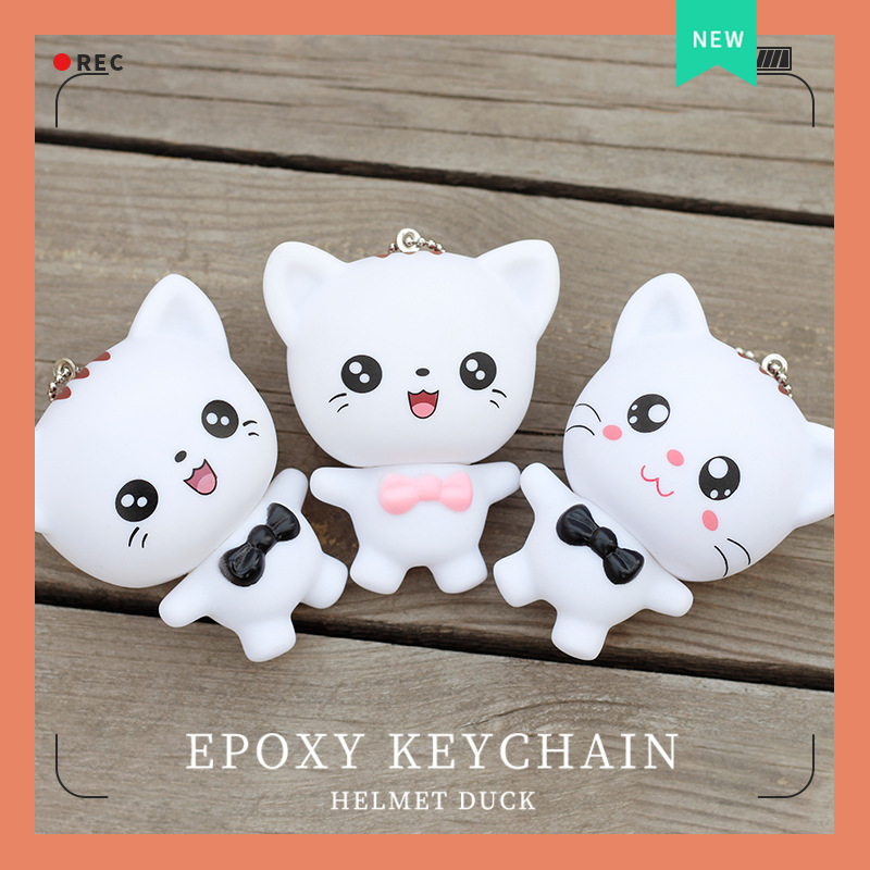 lovely Key ring Kitty Big cat face Doll Key buckle Schoolboy girl student like Bag Pendant