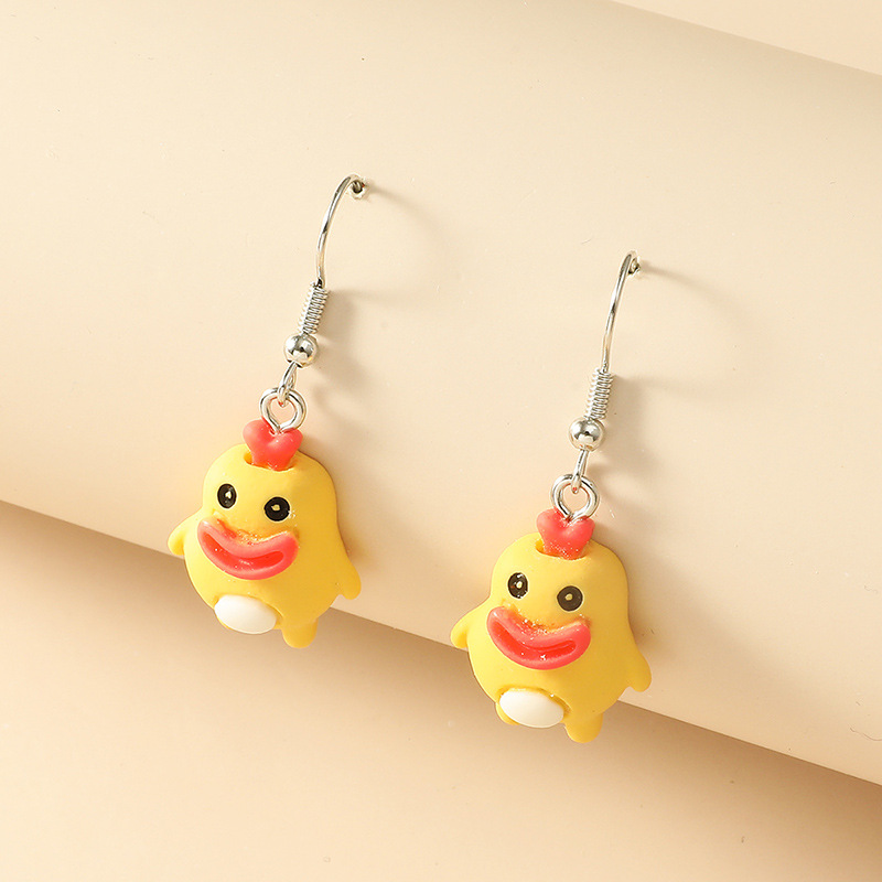 Cute Cartoon  Korea Fashion New Trend Little Yellow Duck Earrings display picture 3