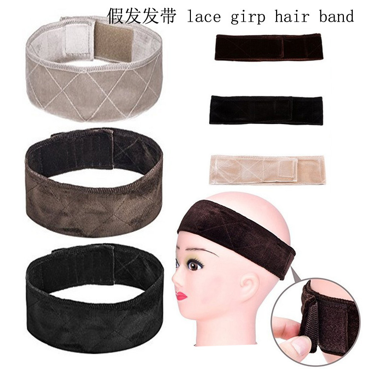 新品上架亚马逊天鹅绒假发发带现货供应 lace girp hair band|ru