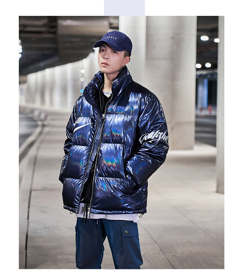 Men's Clothing Men's new thickened winter youth zipper warm white duck Silk cotton open print black casual Silk cotton jacket men's Silk cotton_voghion.com