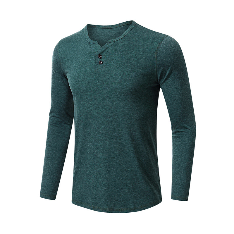 Men's Long Sleeve Base Layer T-shirt Solid Colour Autumn Winter_voghion.com