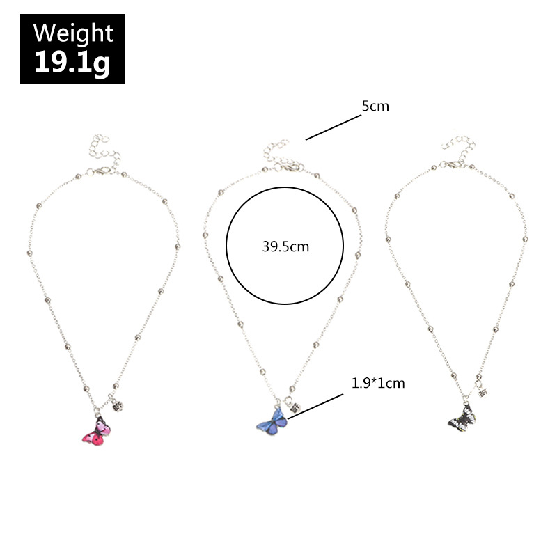 Fashion Color Butterfly Necklace Girls Alloy Drip Oil Color Hip Hop Clavicle Chain Wholesale display picture 13