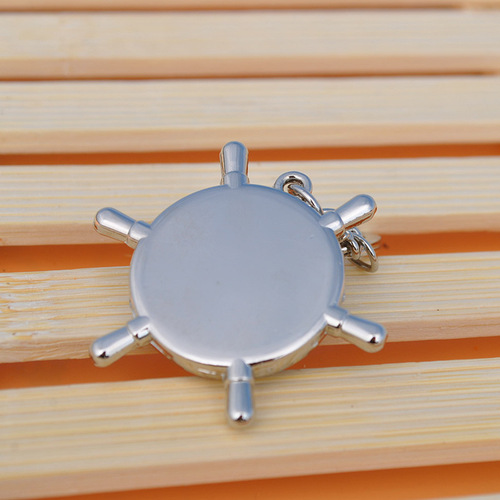 Factory direct sales metal rudder compass keychain creative keychain gift wholesale laser logo available