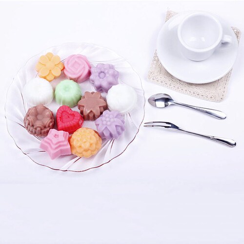 12-piece flower silicone cake mold with lid, white jelly ice cube ice cream mold, chocolate mold, pudding jelly mold