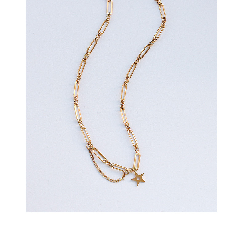 Star Hollow Five-pointed Star Tassel Pendant Necklace display picture 6