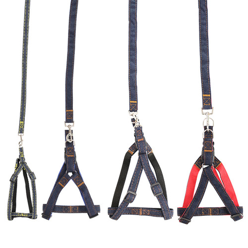 Factory direct supply of cowboy pet dog leash, sewing cloth thickened wear-resistant harness, dog leash and traction rope wholesale