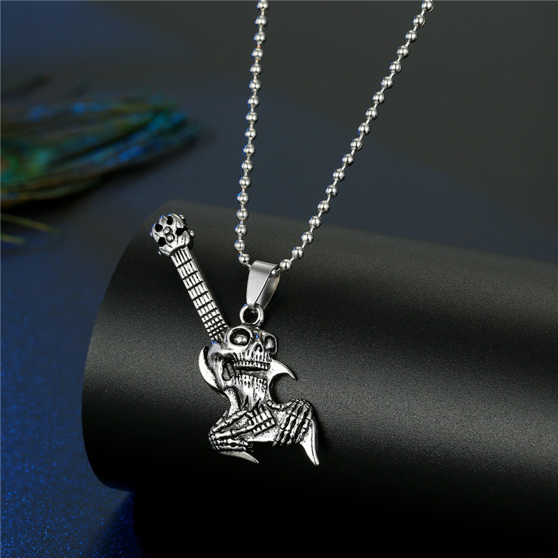 Punk Retro Cross Scissors Dragon Animal Pendant Necklace display picture 11