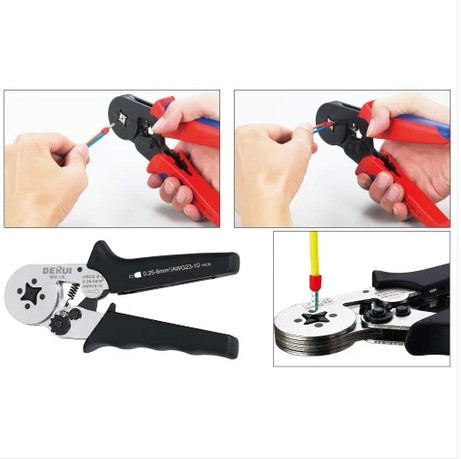 华胜德瑞工具迷你型自调压线钳HSC8 6-4冷压钳接线钳端子钳压接钳