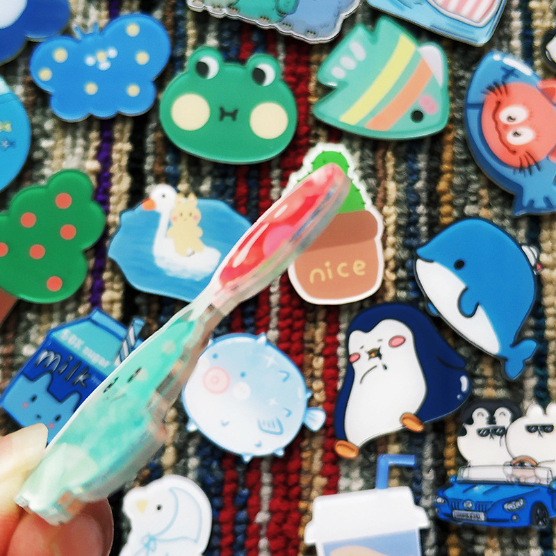 Korean Edition Dolphin Frog Cartoon Refrigerator sticker Acrylic penguin Refrigerator sticker wholesale lovely Refrigerator Magnetic patch ornament