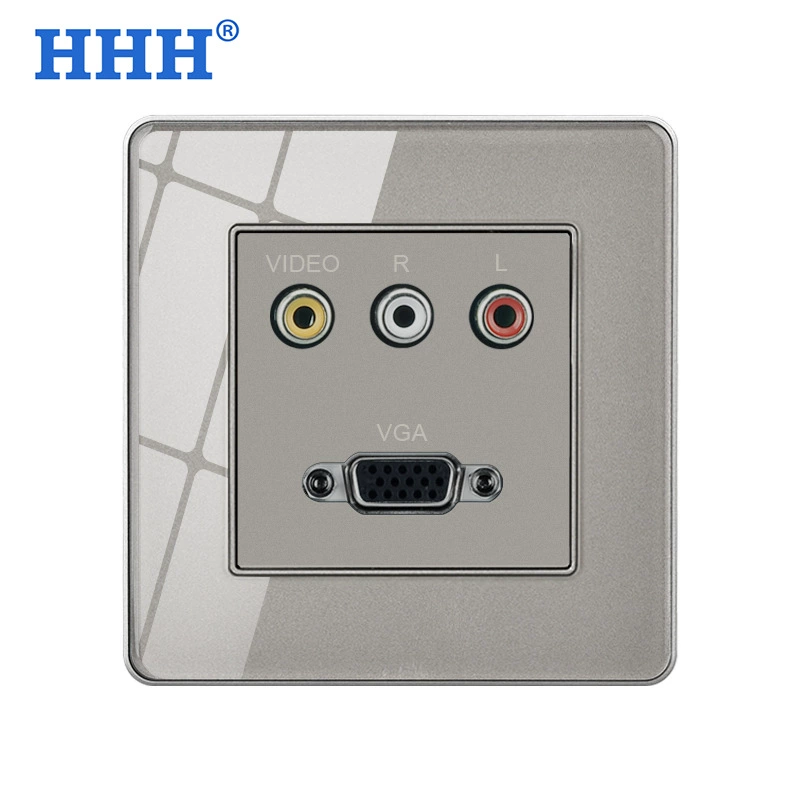 Multimedia socket panel AV headset audio Lotus three -hole socket+3.5 audio with single -port USB socket surface