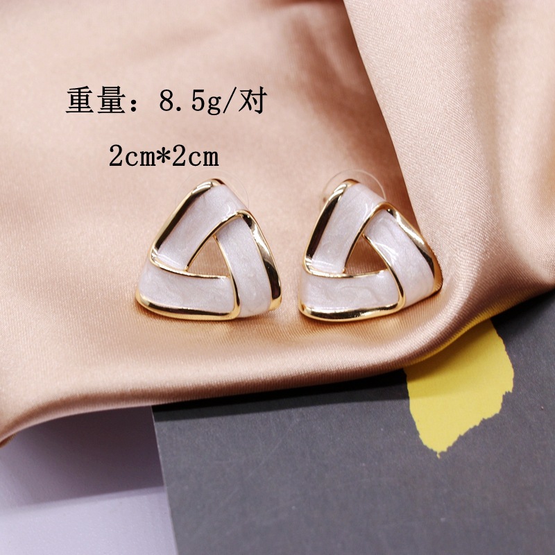 Triangle White Drip Glaze  Earrings display picture 1