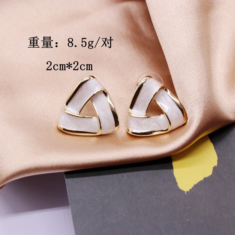 Pendientes Triangulares De Goteo Esmaltado Blanco display picture 1