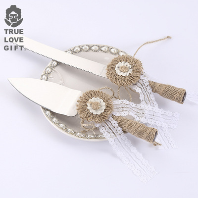 Stainless steel Cake knife Linen Knife and fork 2 Set of parts Cheesecake Bread knife Pizza Gift box packaging