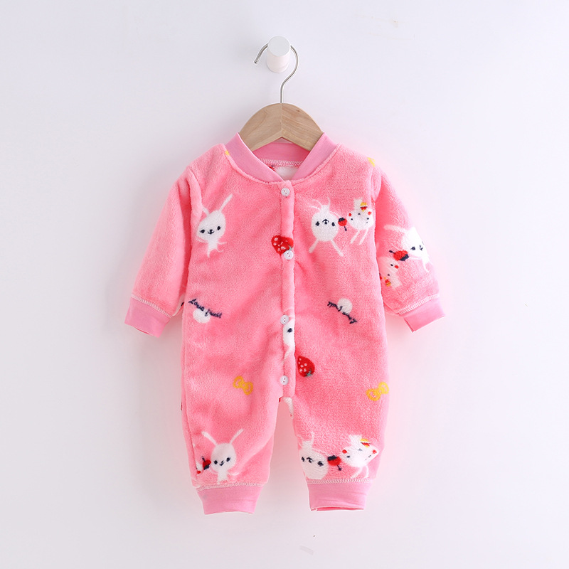 婴儿童装秋冬装连体衣哈衣服宝宝法兰绒加厚睡衣新生儿一件代发