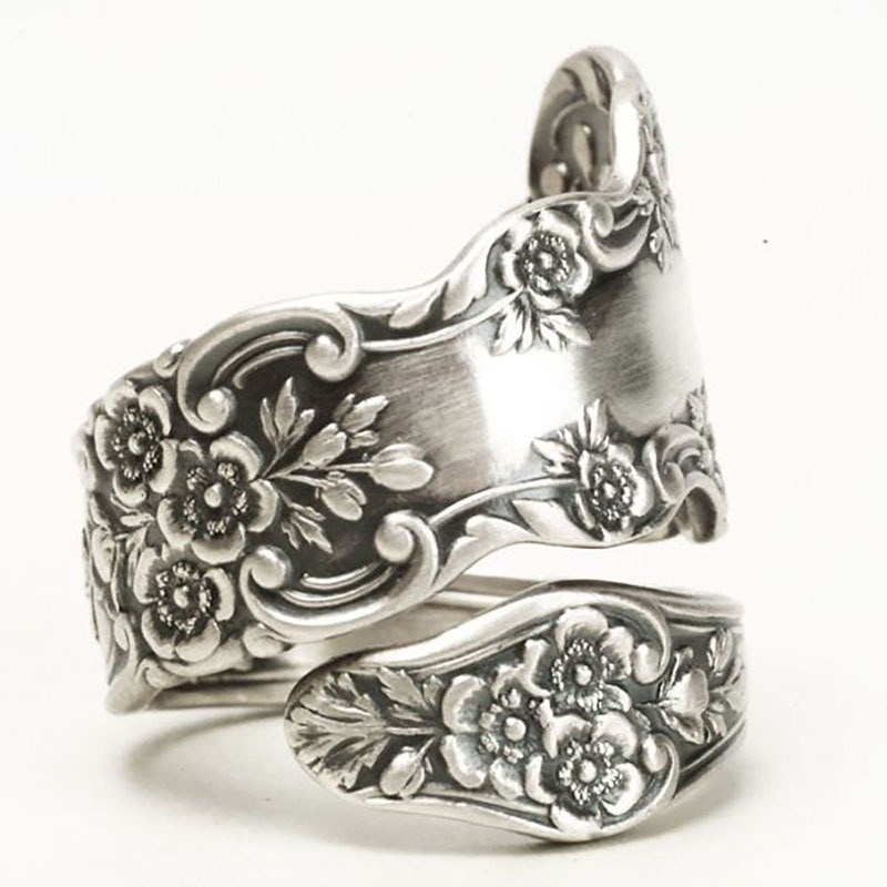 Fashion new retro flower ring ladies alloy hand jewelrypicture4